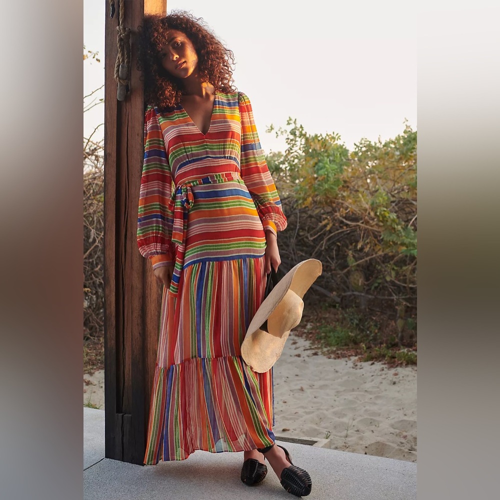 Anthropologie  Farm Rio Luana Rainbow Maxi Dress